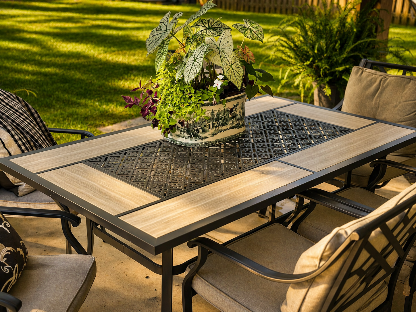 Grovetown Porch Refresh — A deep Southern porch styled as a proper outdoor room, planted for shade and humidity.