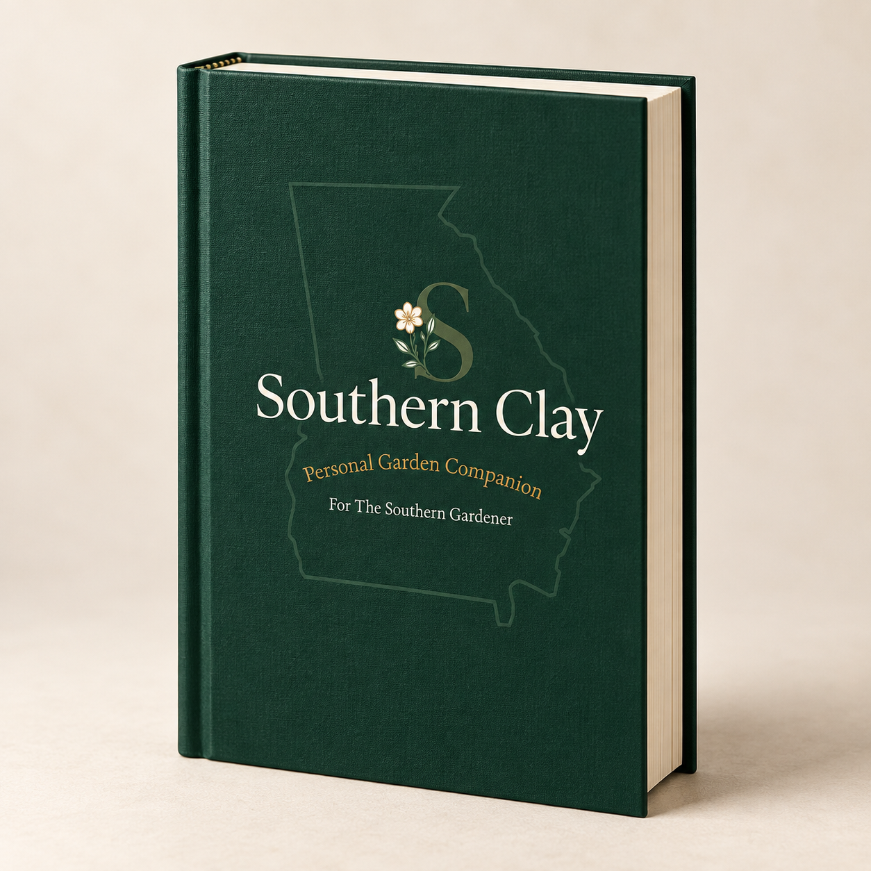 The Southern Clay Personal Garden Companion, a dark green hardback planner